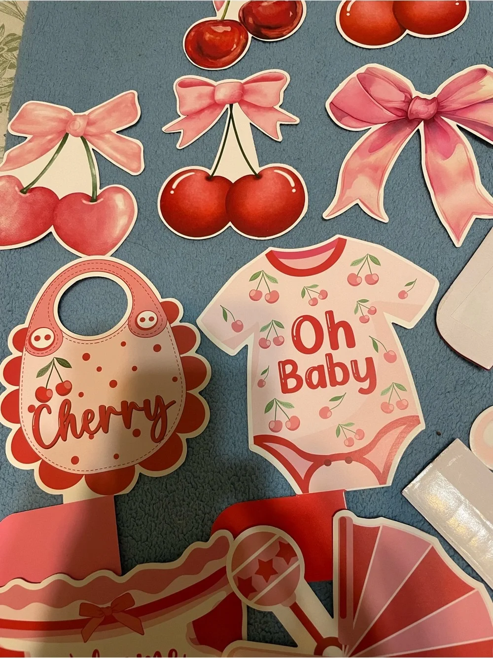 Oh Baby Cherry-Themed Party Supplies Set - Pink & Red